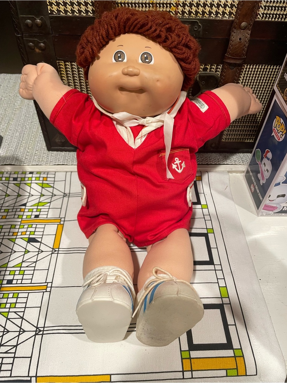 Vintage Cabbage Patch Original Red Sailor Doll with authentic Printed Diaper